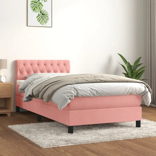 Sommier à lattes de lit avec matelas Rose 90x200 cm Velours