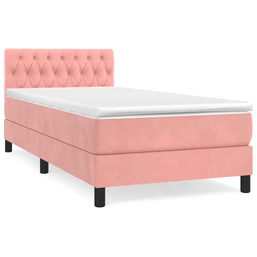 Sommier à lattes de lit avec matelas Rose 90x200 cm Velours - 2