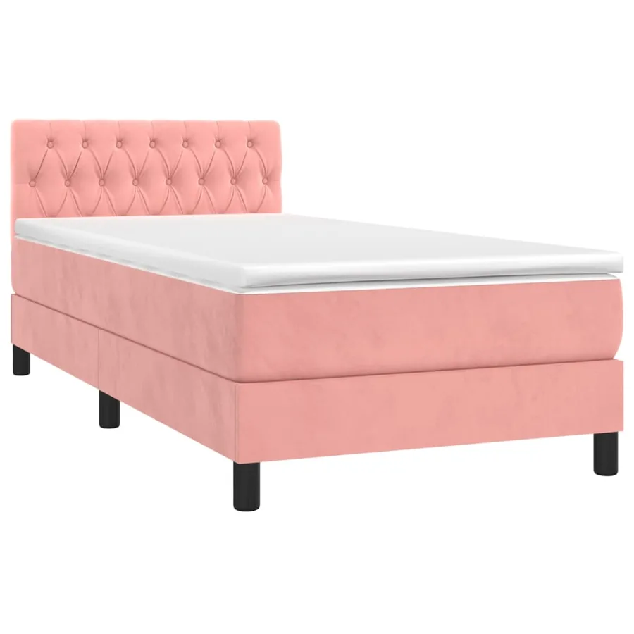 Sommier à lattes de lit avec matelas Rose 90x200 cm Velours - 3