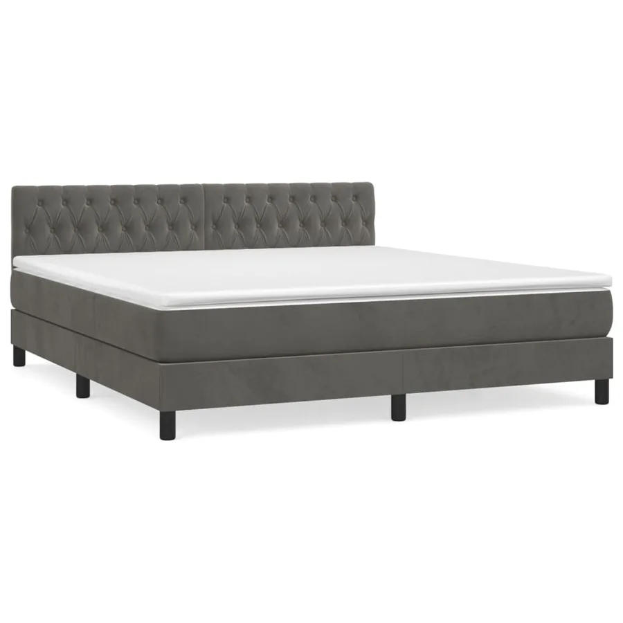 Sommier à lattes de lit et matelas Gris foncé 180x200cm Velours - 2