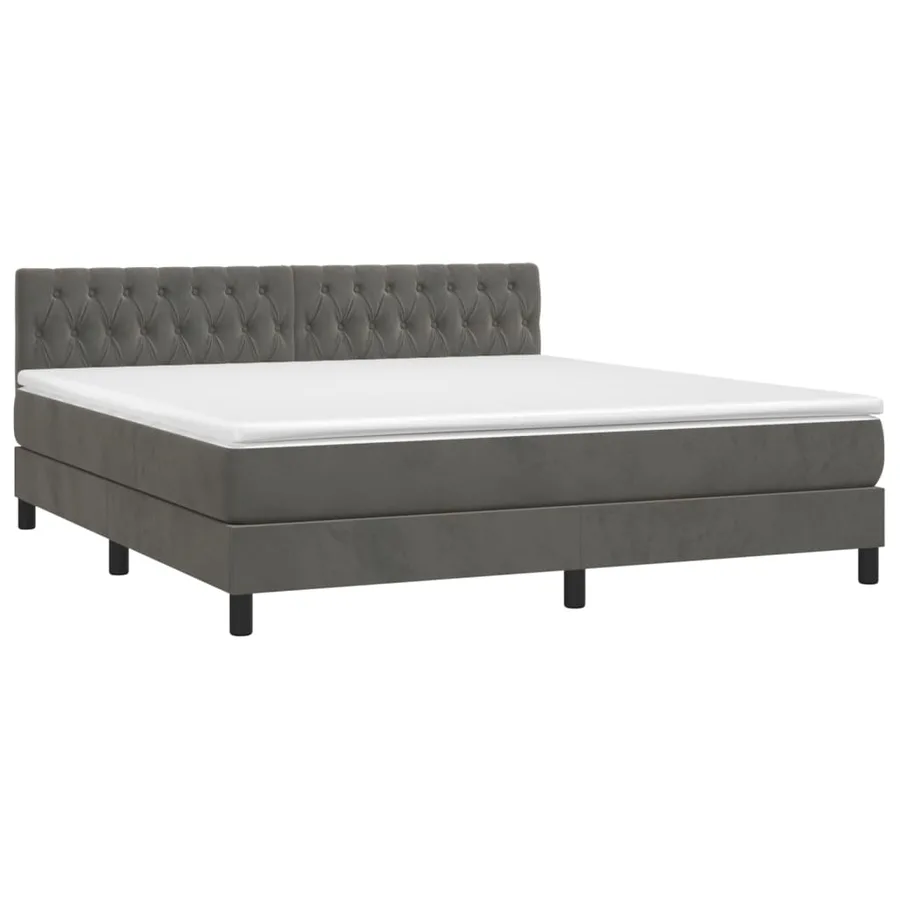 Sommier à lattes de lit et matelas Gris foncé 180x200cm Velours - 3