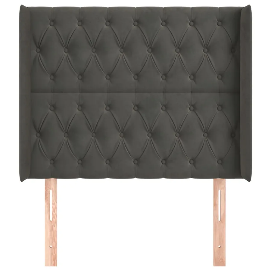 Tête de lit avec oreilles Gris foncé 93x16x118/128 cm Velours - 3