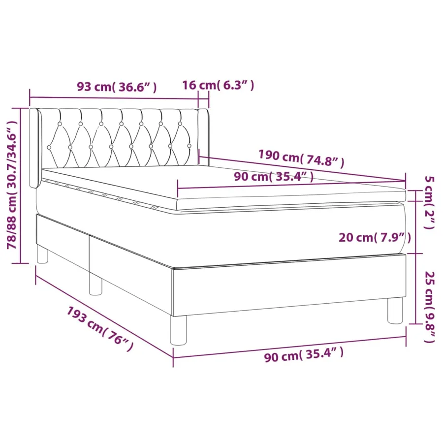 Sommier à lattes de lit avec matelas Rose 90x190 cm Velours - 7