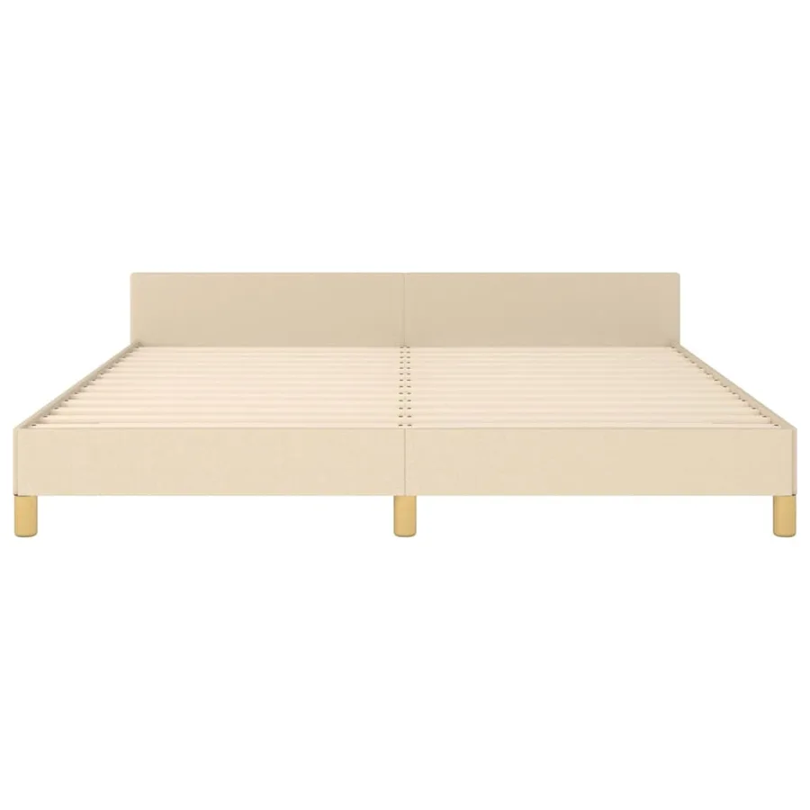 Cadre de lit sans matelas crème tissu - 6