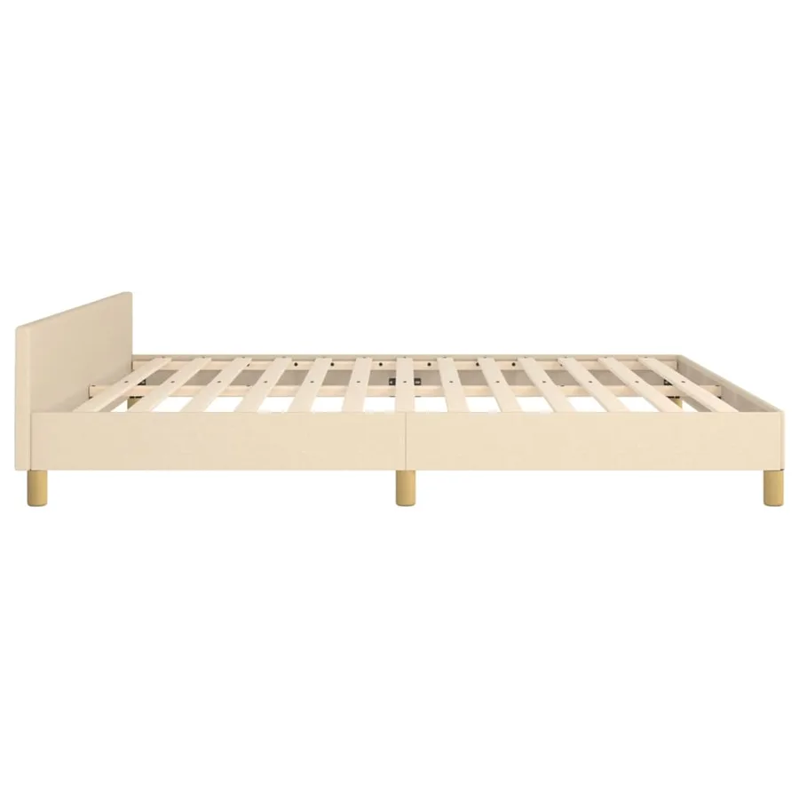 Cadre de lit sans matelas crème tissu - 7