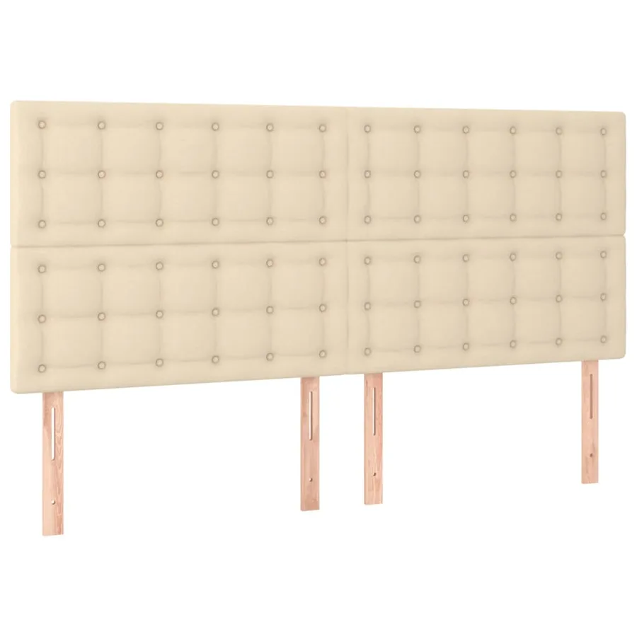 Cadre de lit sans matelas crème tissu - 9