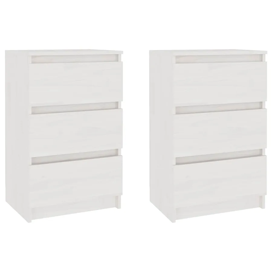 Tables de chevet 2 pcs Blanc 40x29,5x64 cm Bois de pin solide - 2