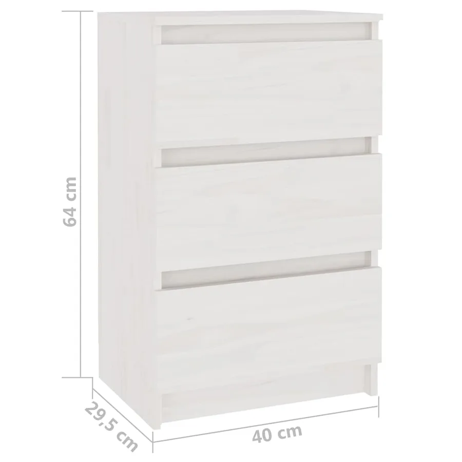 Tables de chevet 2 pcs Blanc 40x29,5x64 cm Bois de pin solide - 7