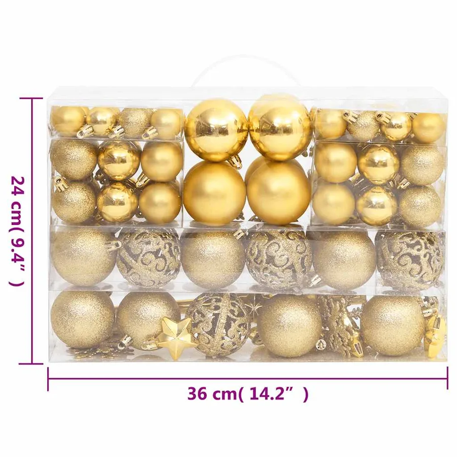 Ensemble de boules de Noël 111 pièces doré polystyrène - 11
