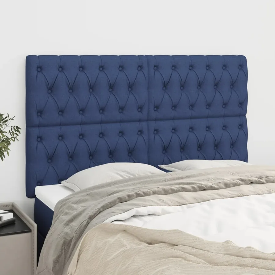 Tête de lit Bleu 160x7x118/128 cm Tissu