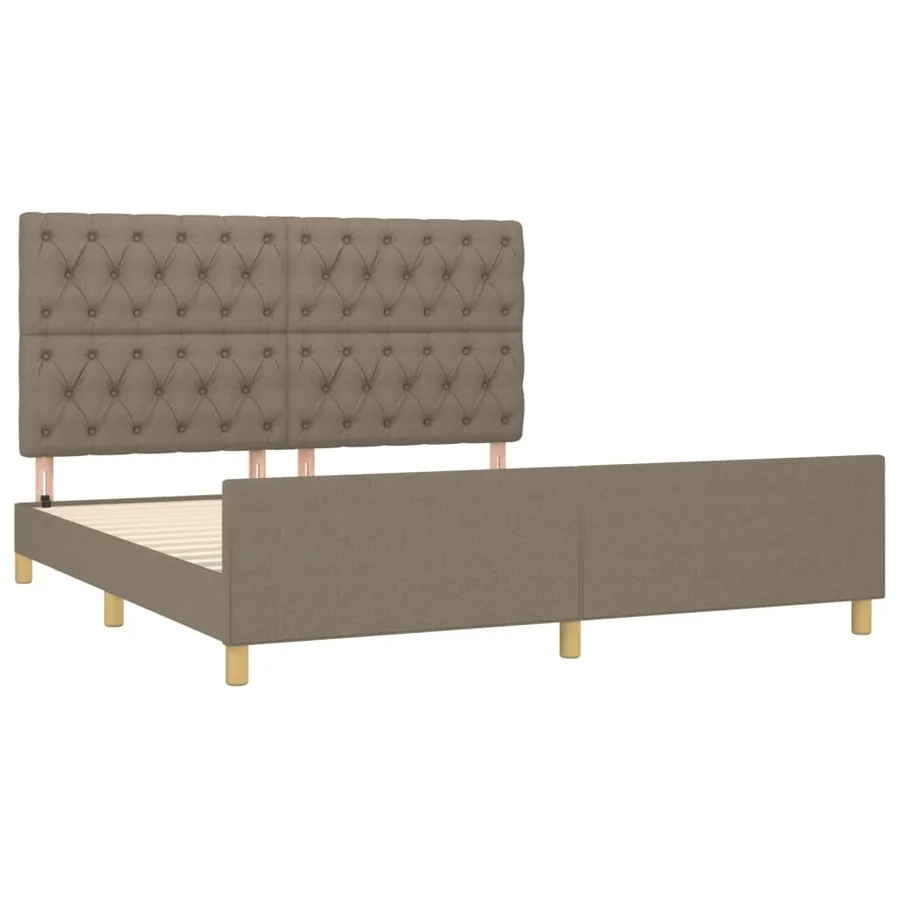 Cadre de lit sans matelas taupe 160x200 cm tissu - 4