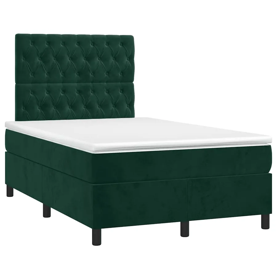 Sommier à lattes de lit matelas et LED Vert foncé 120x200 cm - 3