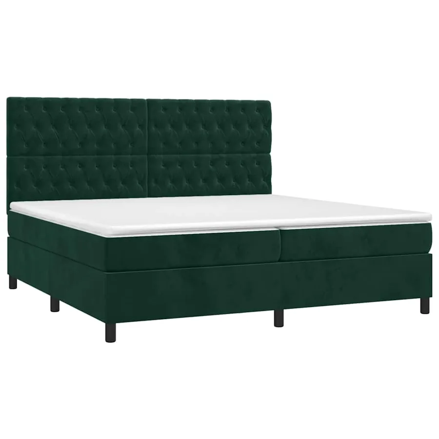 Sommier à lattes de lit matelas et LED Vert foncé 200x200 cm - 3
