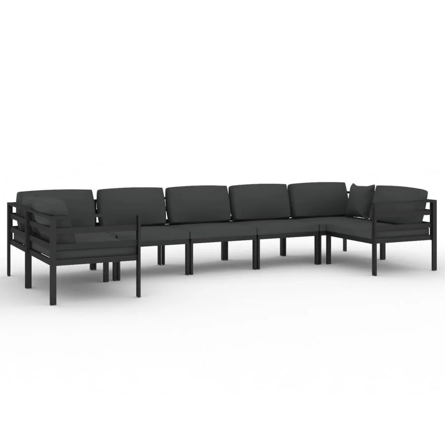 Salon de jardin 7 pcs avec coussins Aluminium Anthracite - 2