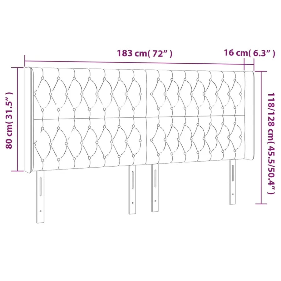 Tête de lit à LED Bleu 183x16x118/128 cm Tissu - 6