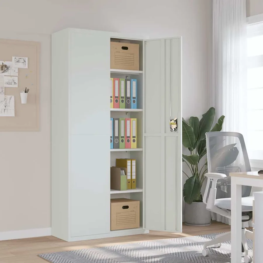 Classeur gris clair 90x40x200 cm acier