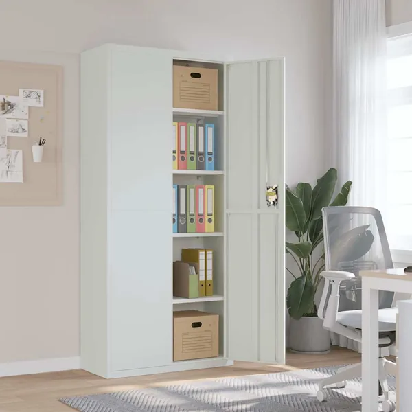Classeur gris clair 90x40x200 cm acier
