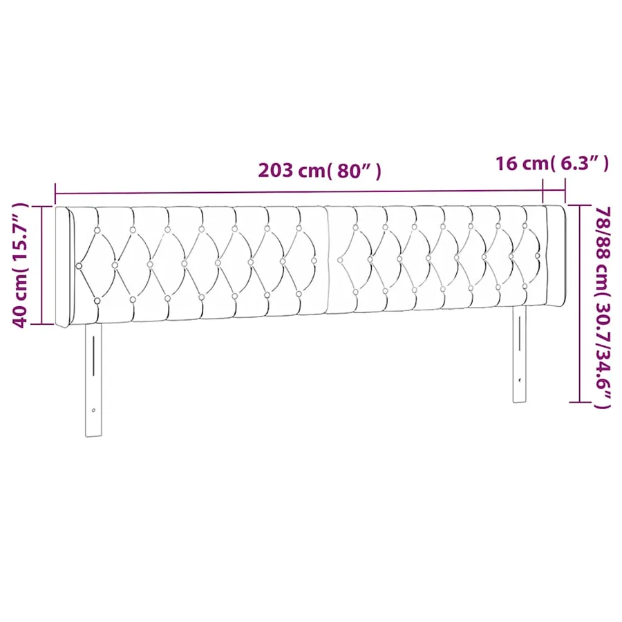 Tête de lit à LED Vert foncé 203x16x78/88 cm Velours - 7