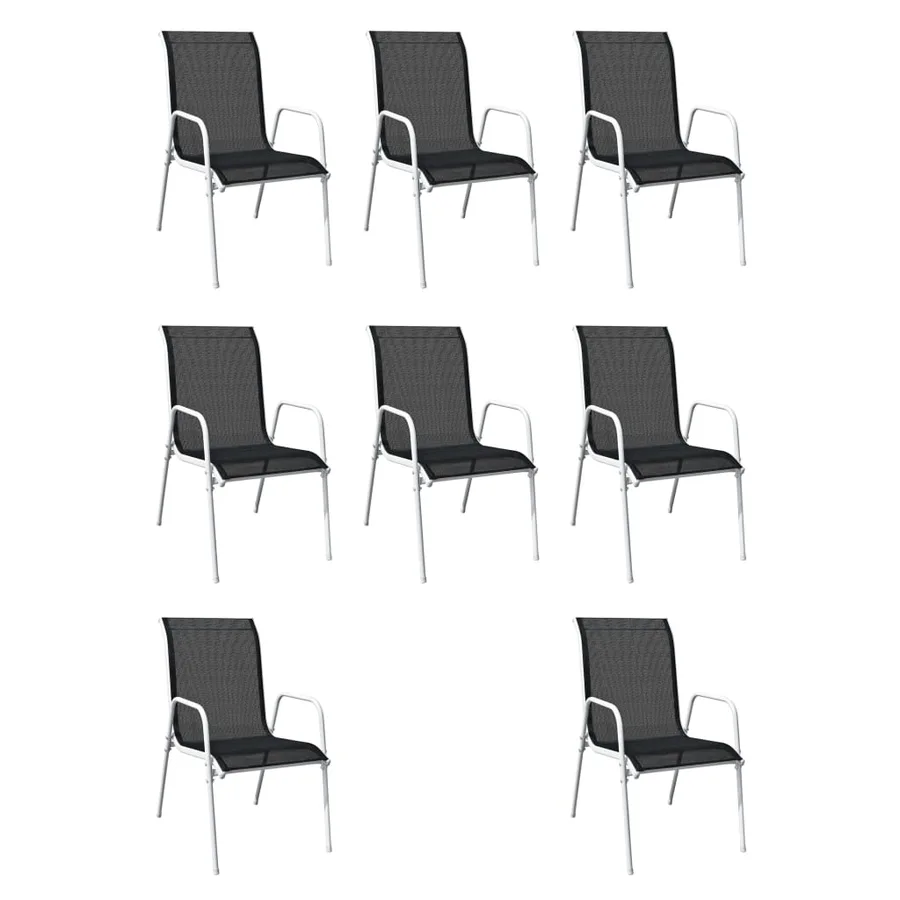 Ensemble à manger d'extérieur 9 pcs Acier Noir - 3