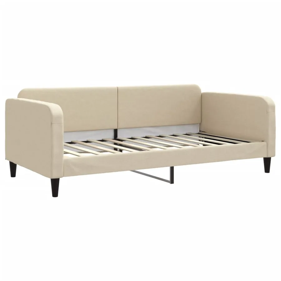 Lit de jour avec matelas crème 100x200 cm tissu - 3