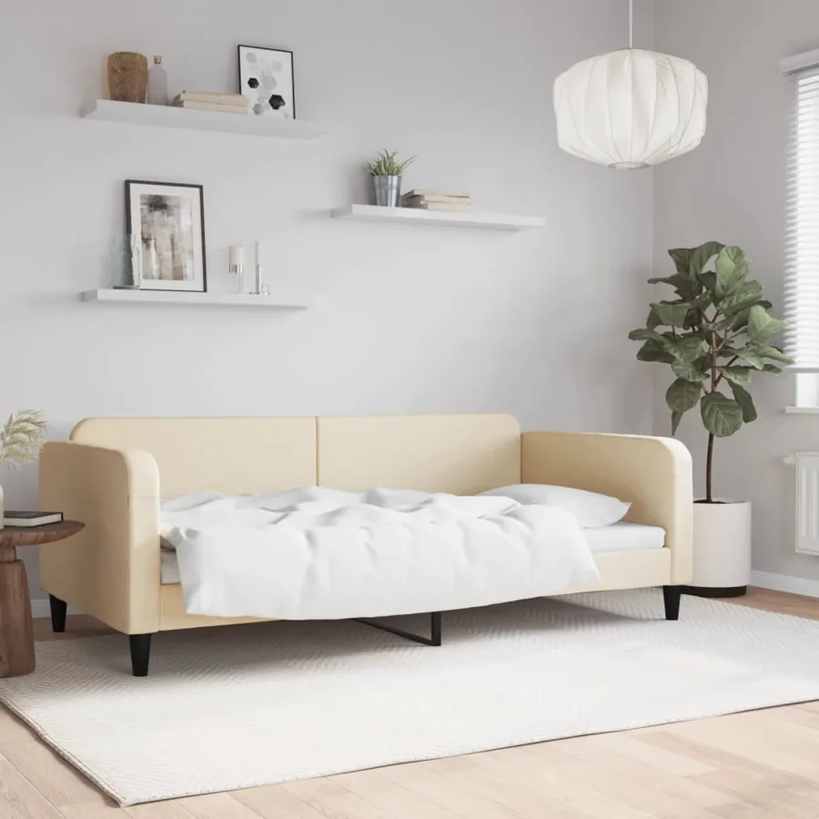 Lit de repos crème 100x200 cm tissu