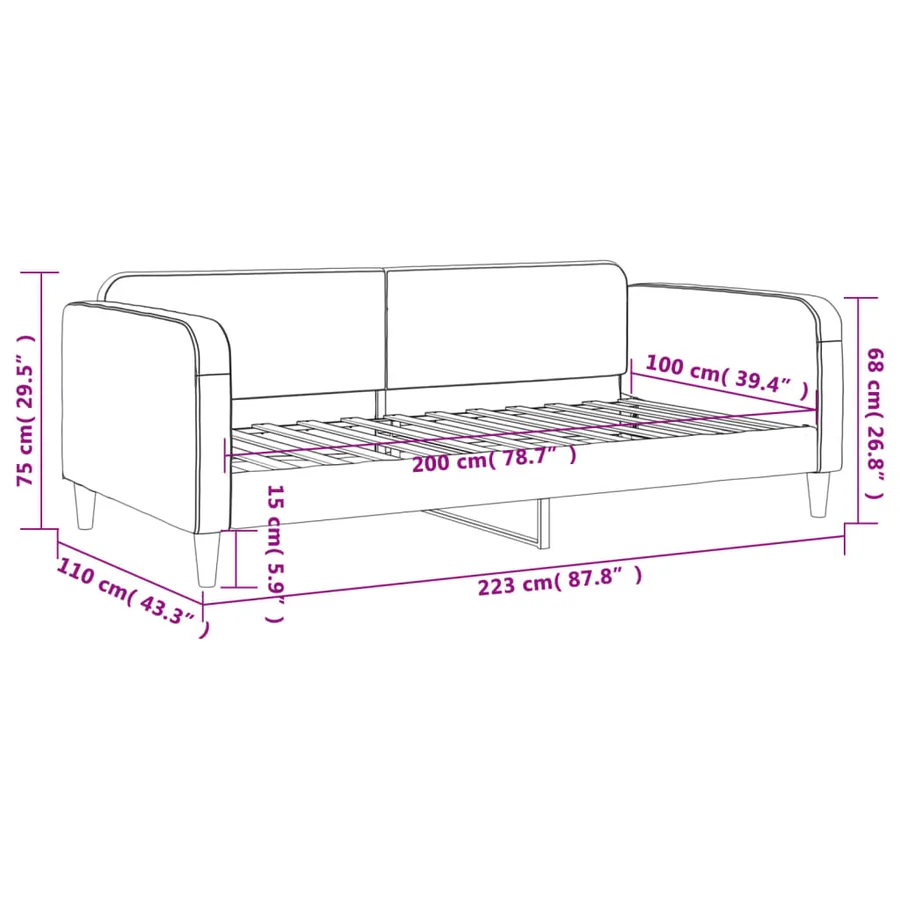Lit de repos crème 100x200 cm tissu - 8