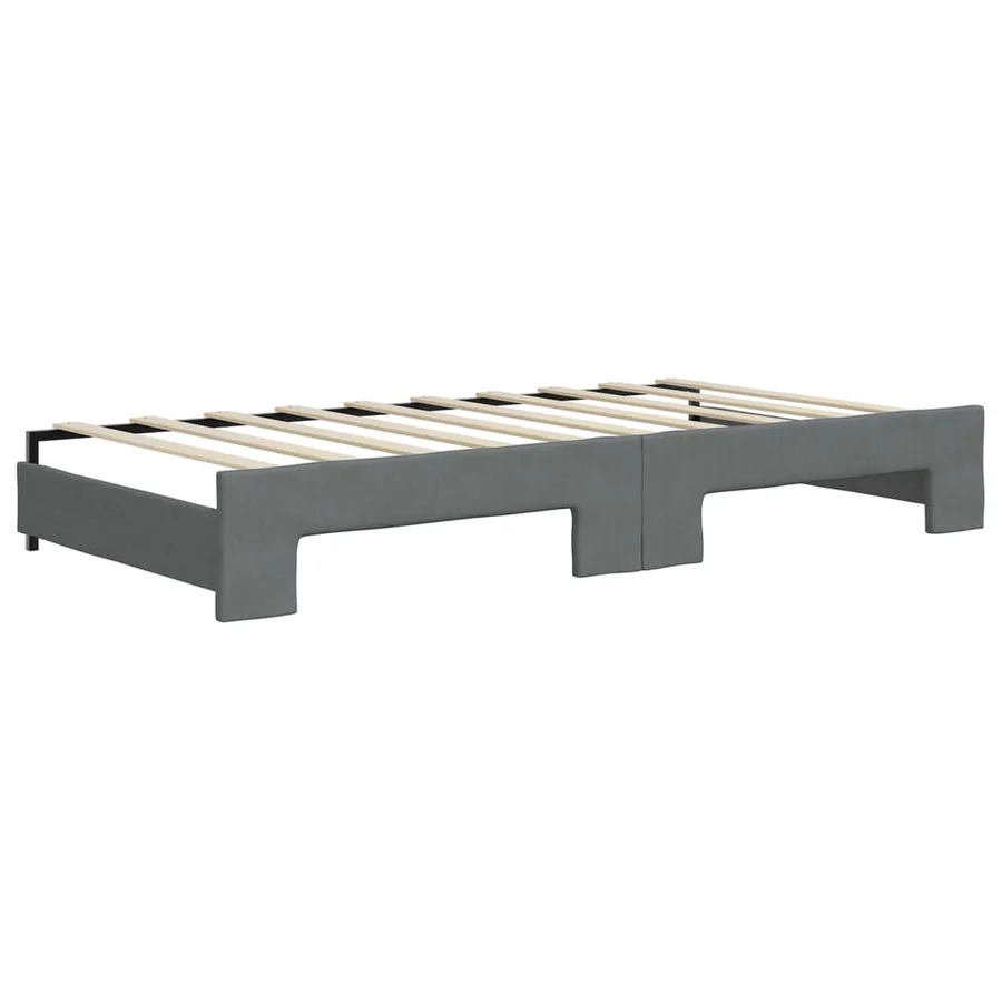 Lit de jour avec gigogne et matelas gris foncé 90x190 cm tissu - 5