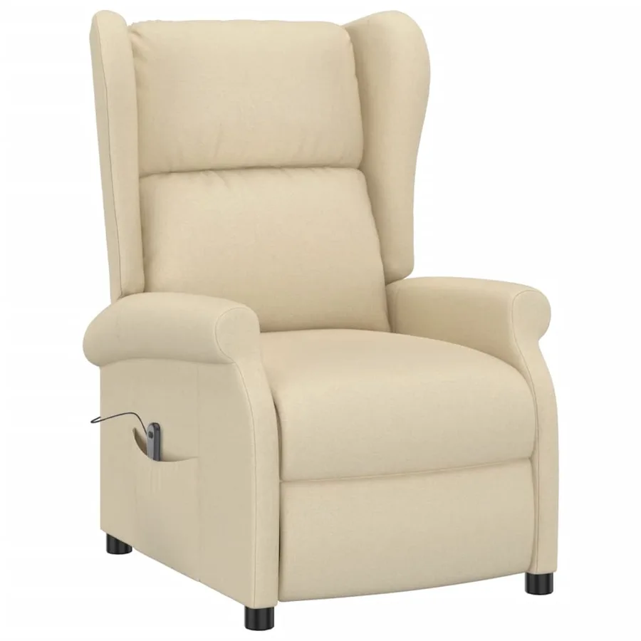Fauteuil inclinable électrique à oreilles crème tissu - 3