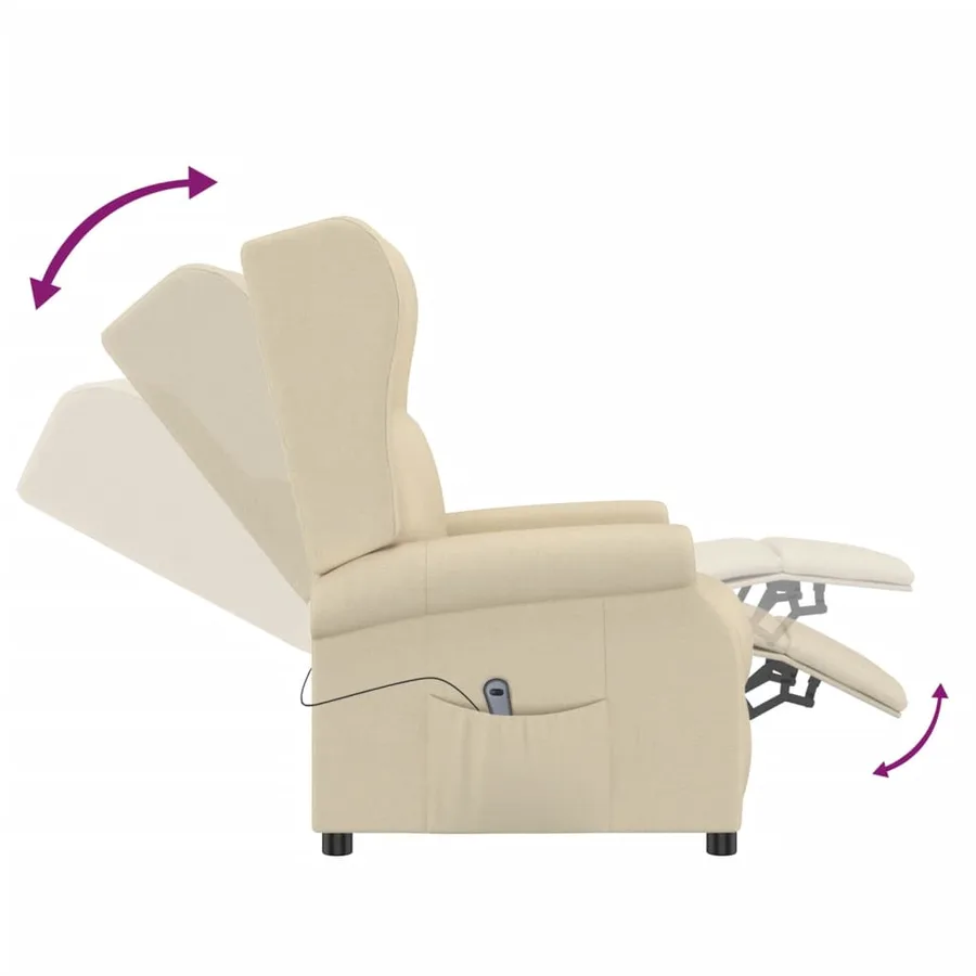 Fauteuil inclinable électrique à oreilles crème tissu - 7