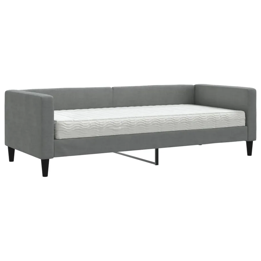 Lit de jour avec matelas gris foncé 80x200 cm tissu - 2