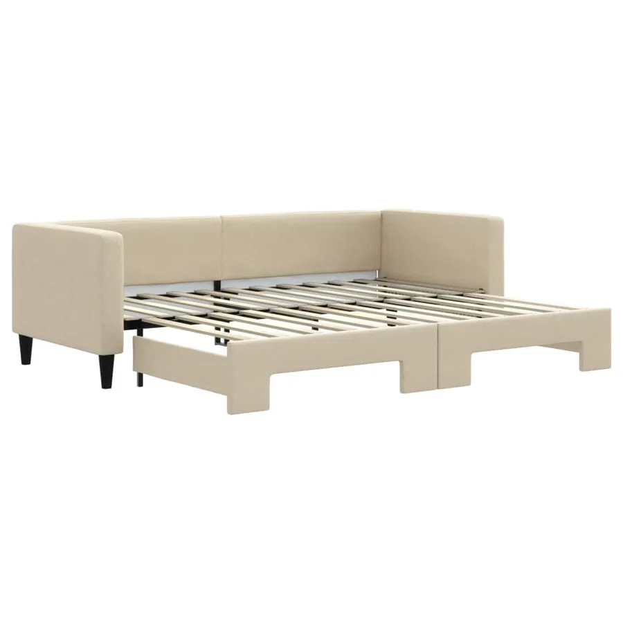 Lit de jour avec gigogne sans matelas crème 80x200 cm - 2