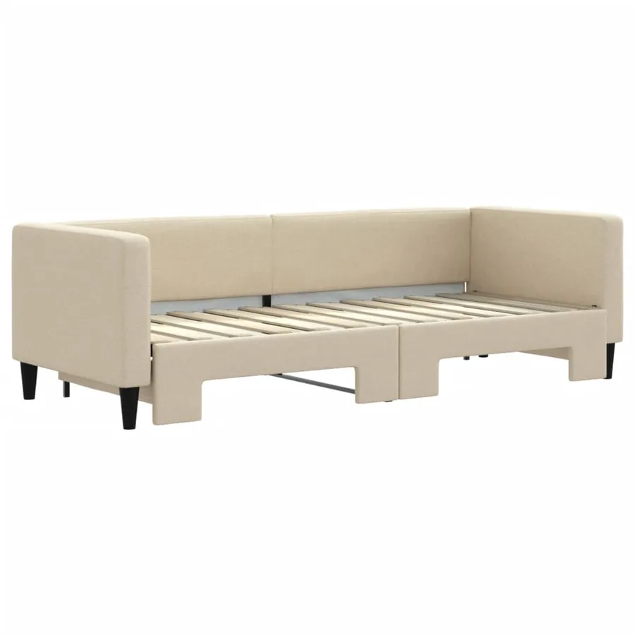 Lit de jour avec gigogne sans matelas crème 80x200 cm - 3