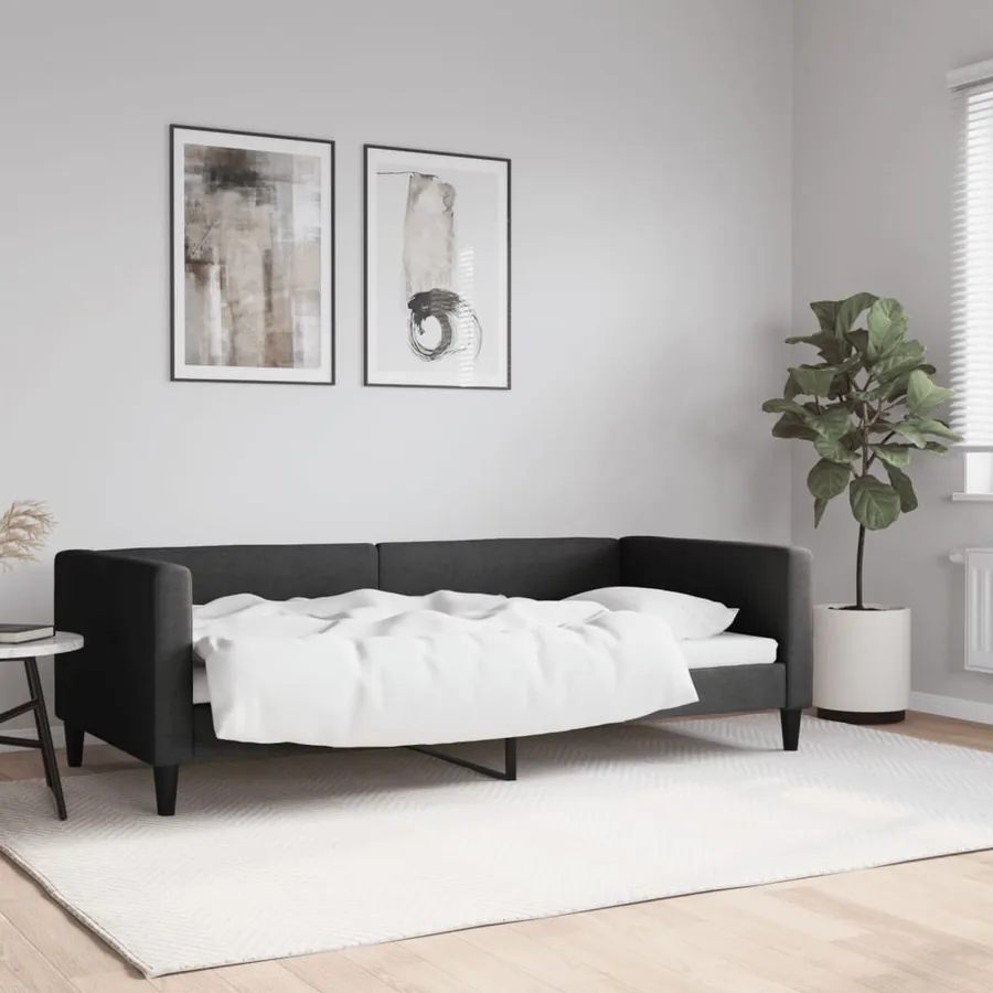 Lit de repos sans matelas noir 90x190 cm tissu