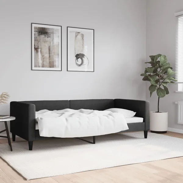 Lit de repos sans matelas noir 90x190 cm tissu