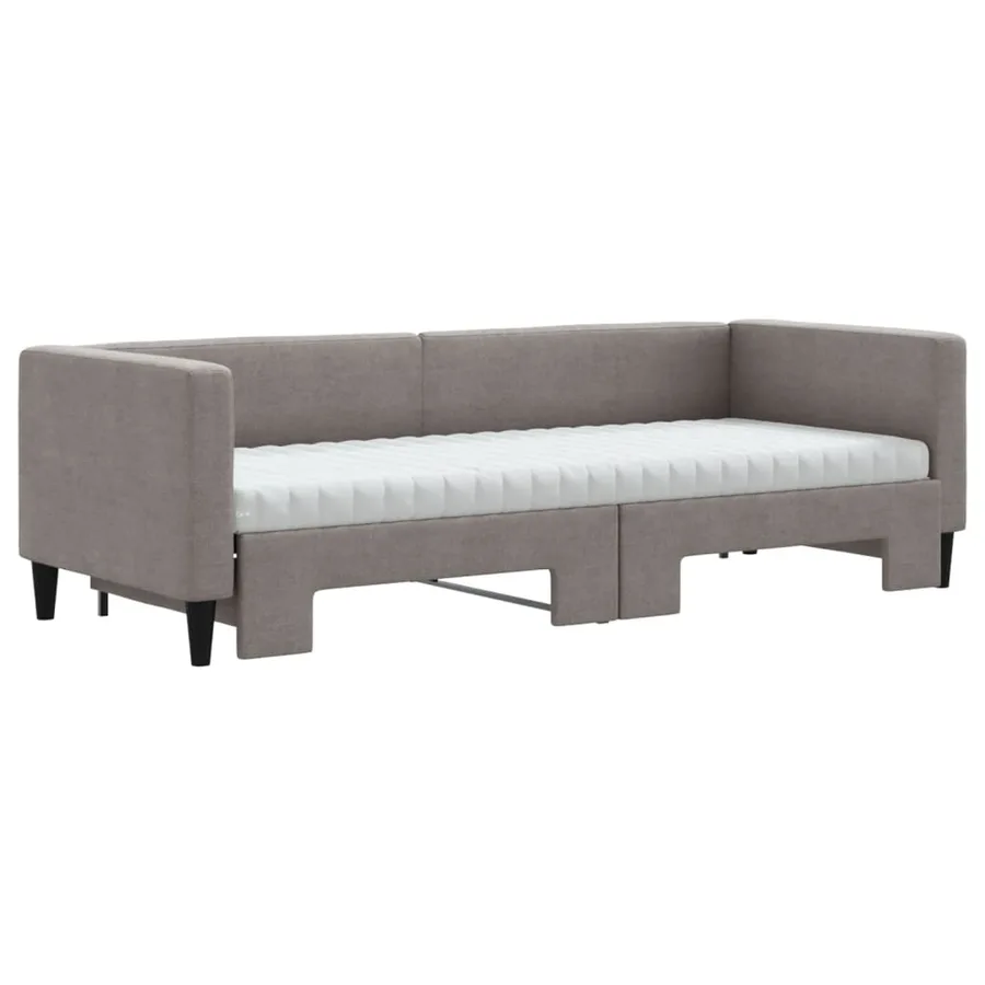 Lit de jour avec gigogne et matelas taupe 80x200 cm tissu - 3