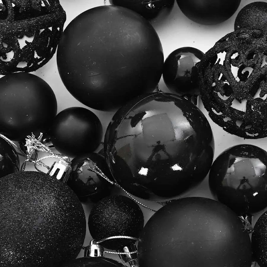 Ensemble de boules de Noël 111 pièces noir polystyrène - 10