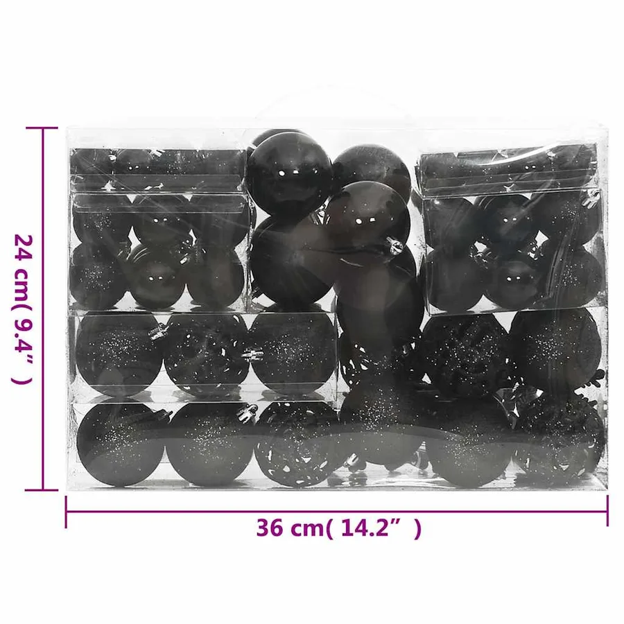 Ensemble de boules de Noël 111 pièces noir polystyrène - 11