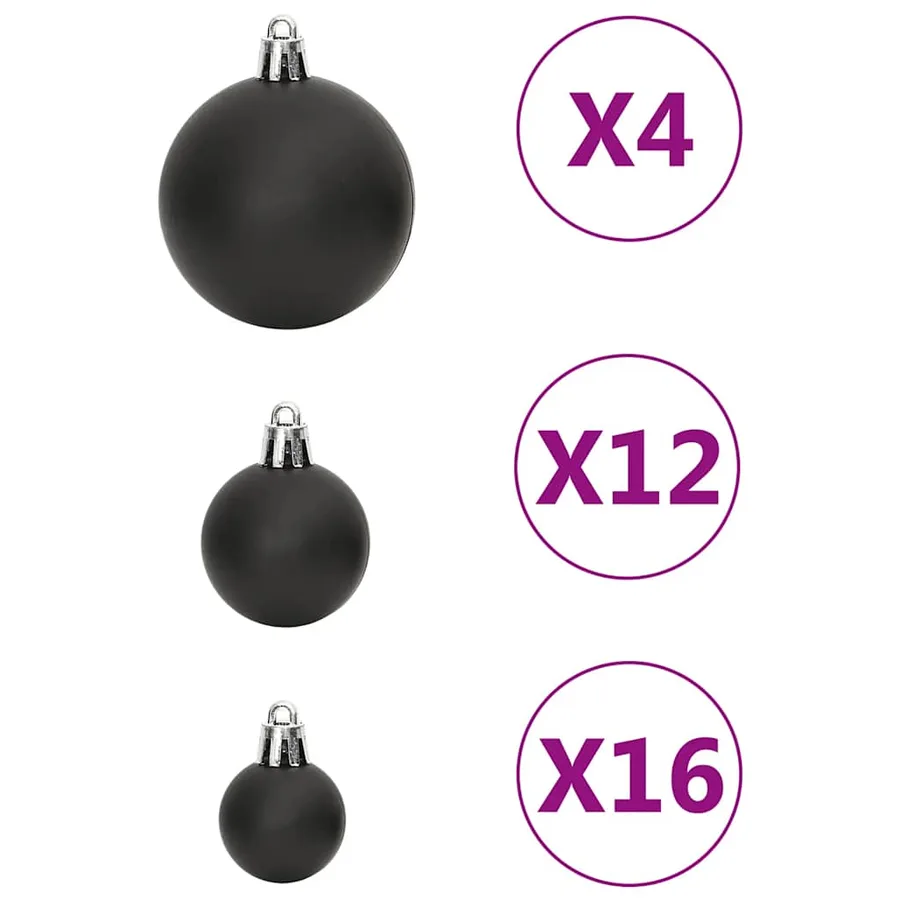 Ensemble de boules de Noël 111 pièces noir polystyrène - 5