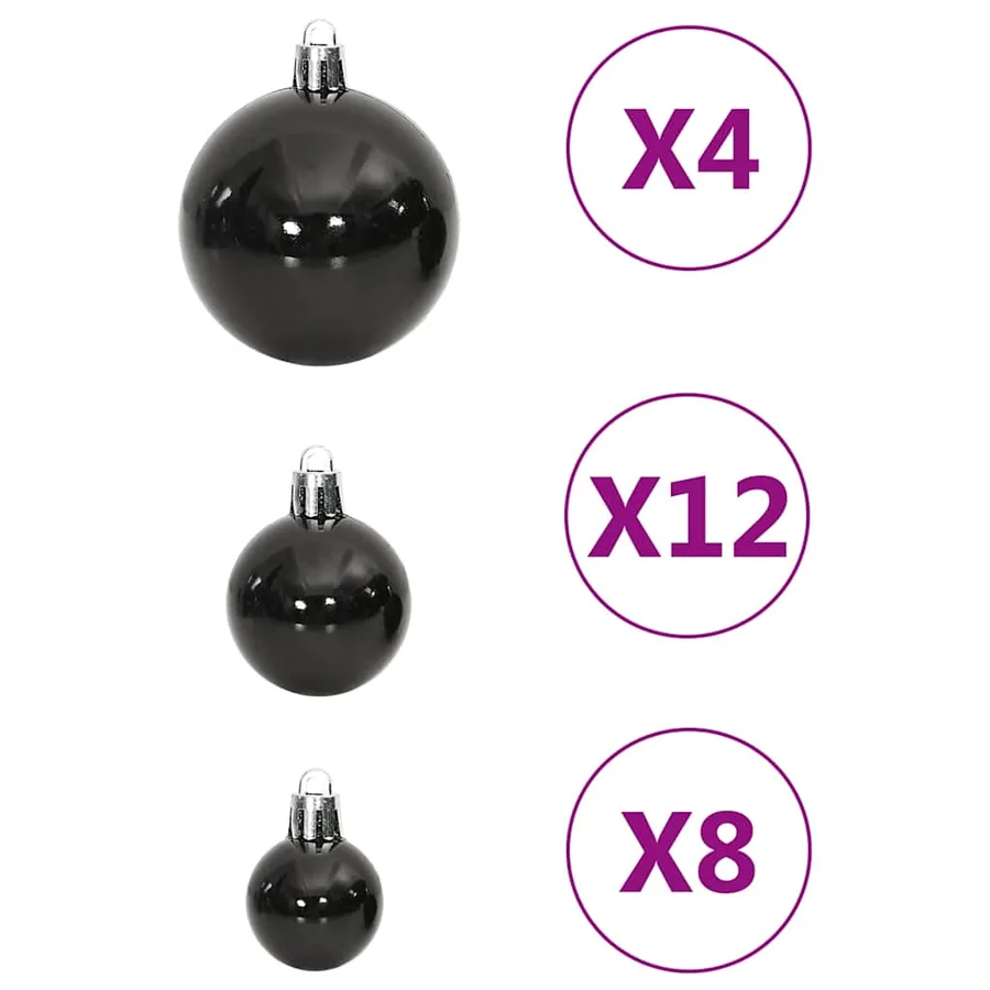 Ensemble de boules de Noël 111 pièces noir polystyrène - 6
