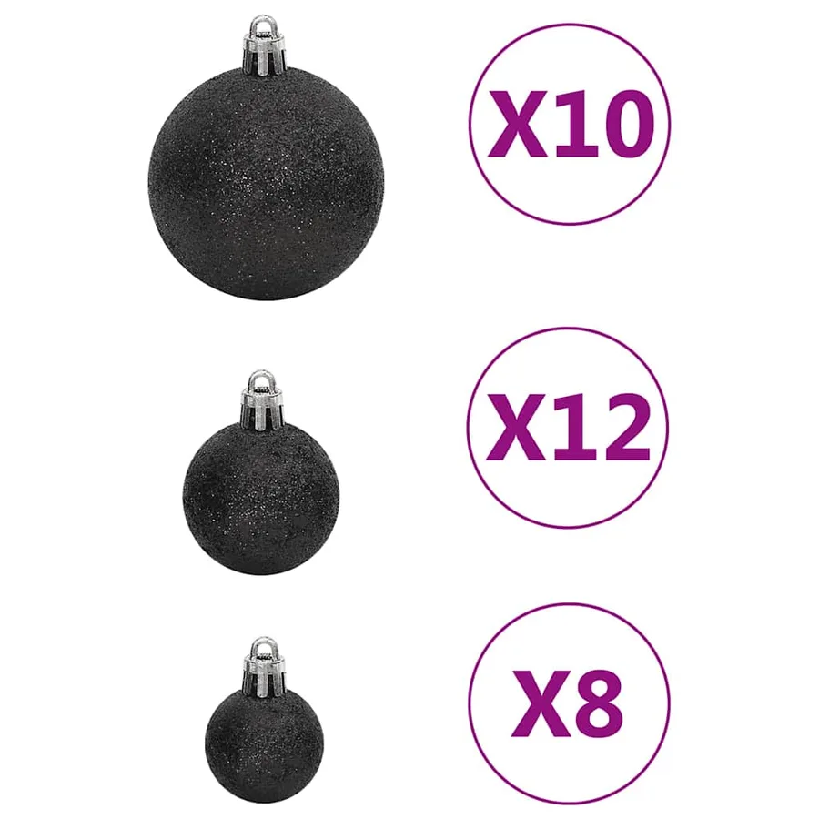 Ensemble de boules de Noël 111 pièces noir polystyrène - 7