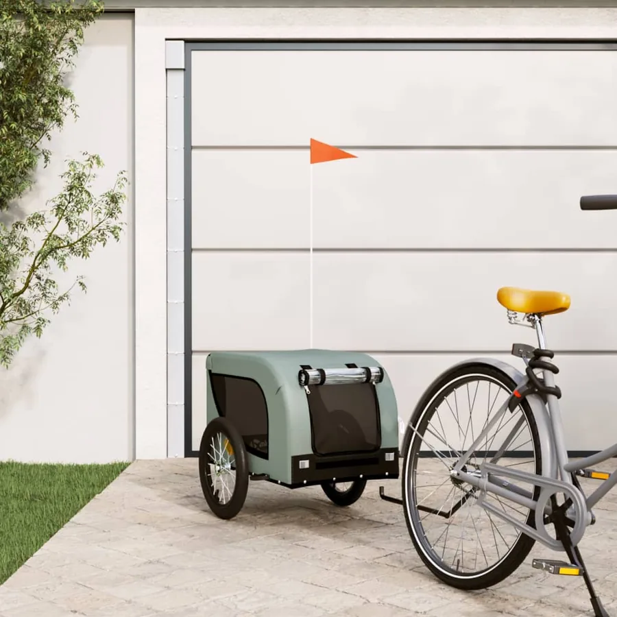 Remorque de vélo pour animaux de compagnie gris et noir