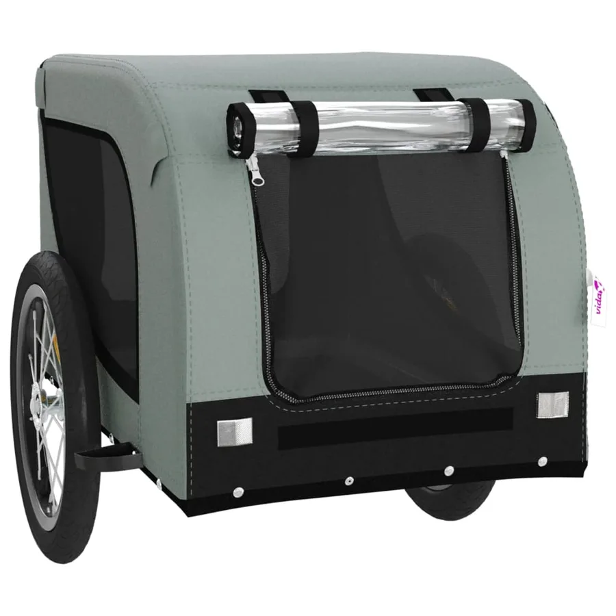 Remorque de vélo pour animaux de compagnie gris et noir - 4