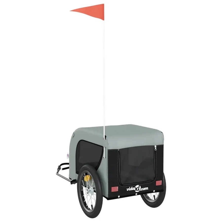 Remorque de vélo pour animaux de compagnie gris et noir - 7