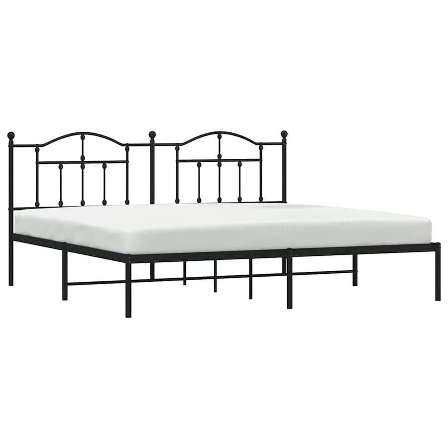 Cadre de lit métal sans matelas avec tête de lit noir 200x200cm - 4