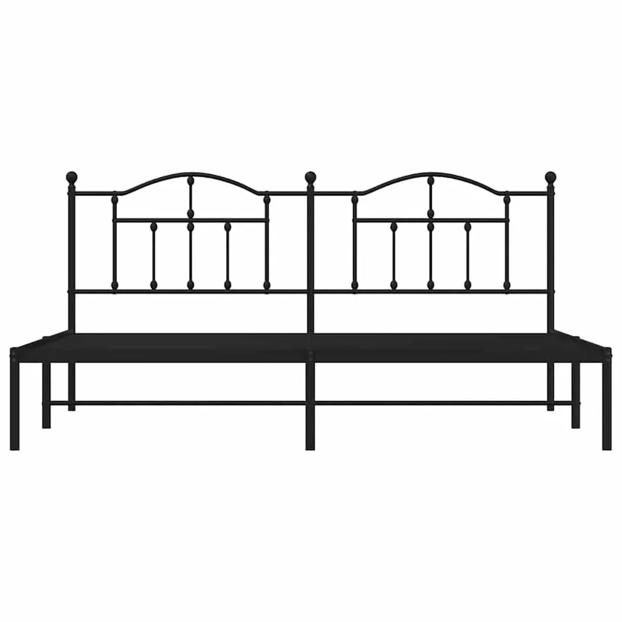 Cadre de lit métal sans matelas avec tête de lit noir 200x200cm - 5