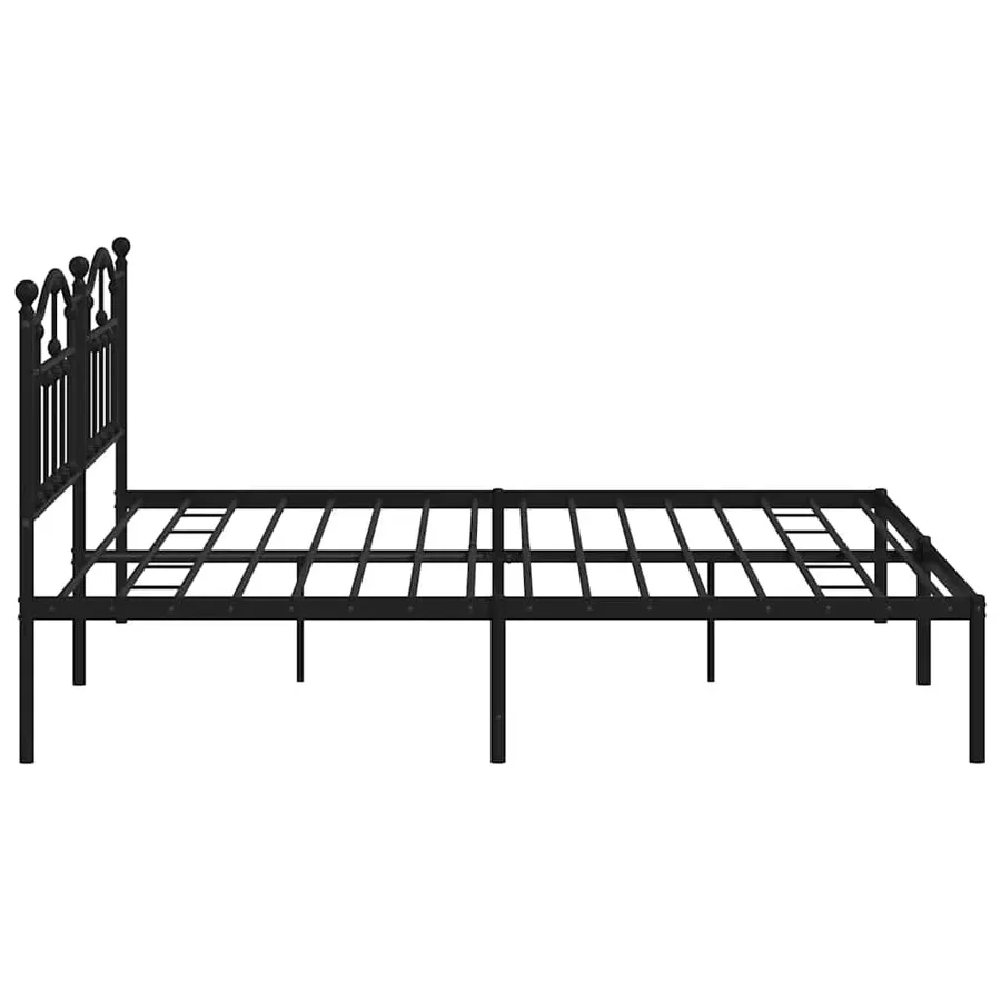 Cadre de lit métal sans matelas avec tête de lit noir 200x200cm - 6