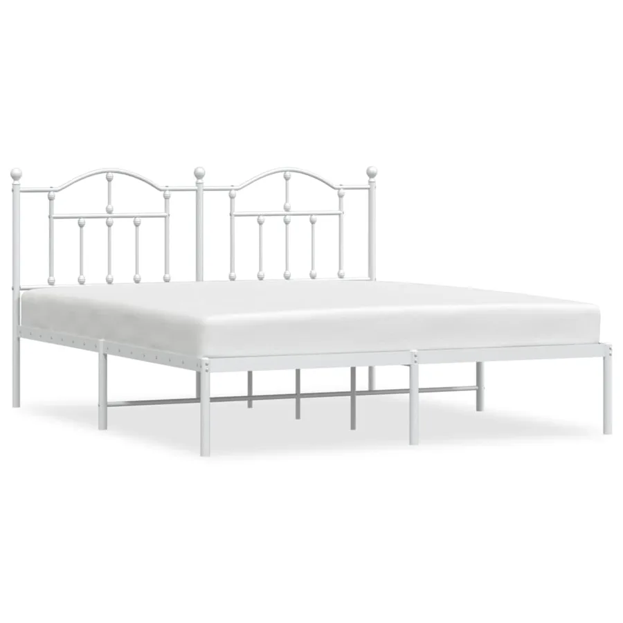 Cadre de lit métal sans matelas et tête de lit blanc 180x200 cm - 2