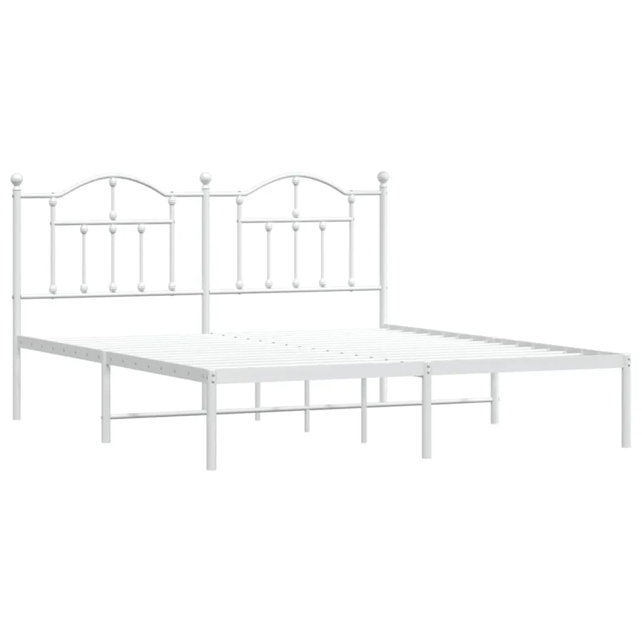 Cadre de lit métal sans matelas et tête de lit blanc 180x200 cm - 3