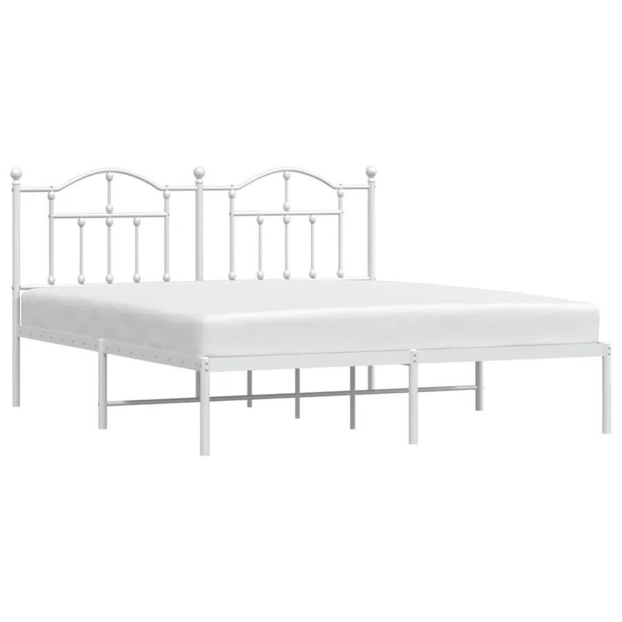 Cadre de lit métal sans matelas et tête de lit blanc 180x200 cm - 4