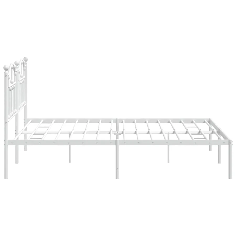 Cadre de lit métal sans matelas et tête de lit blanc 180x200 cm - 6